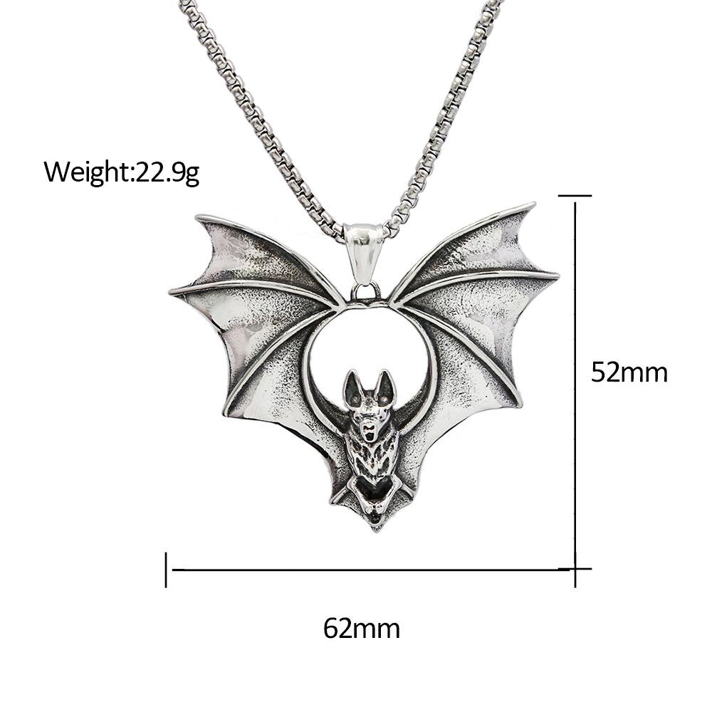 Classic Design Stainless Steel Bat Necklace Men Punk Hip Hop Biker Animal Pendant Jewelry High Quality Halloween Gift