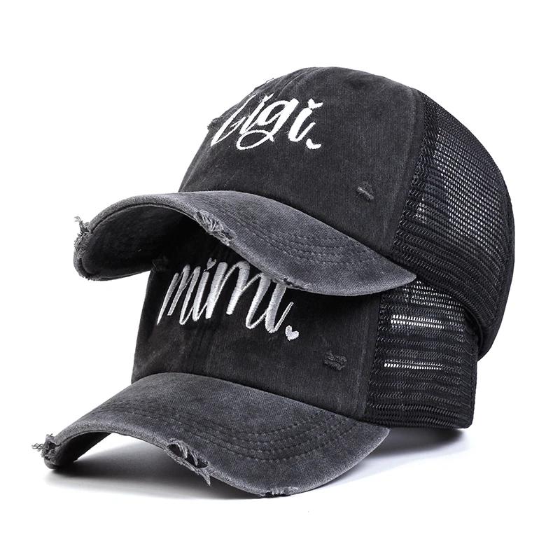 Yiran Bag Women's Unisex Mimi Gigi Embroidery Wash Baseball Net Caps Spring And Autumn Outdoor Adjustable Casual Hats Sunscreen Hat Sports Cap