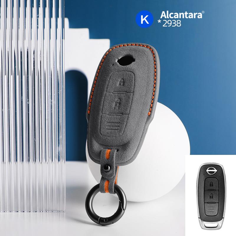 Car Key Case Cover Holder Key Buckle Alcantara For 2022-2023 Nissan X-trail T33 Qashqai J12 Teana Altima Ariya Keychain