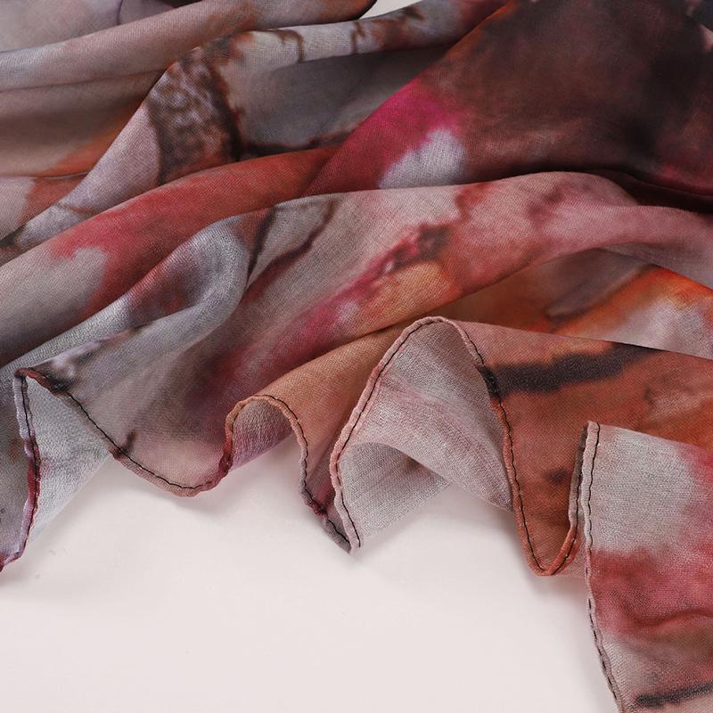 Watercolour Floral Printed Modal Breathable Soft Cotton Rayon Muslim Hijab Viscose Woven Islamic Turban Modal Women Shawls Scarf