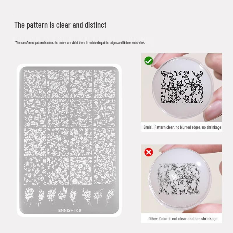 Nail Art Stamping Set: Transparent Silicone Stamper with Butterfly and Christmas Patterns