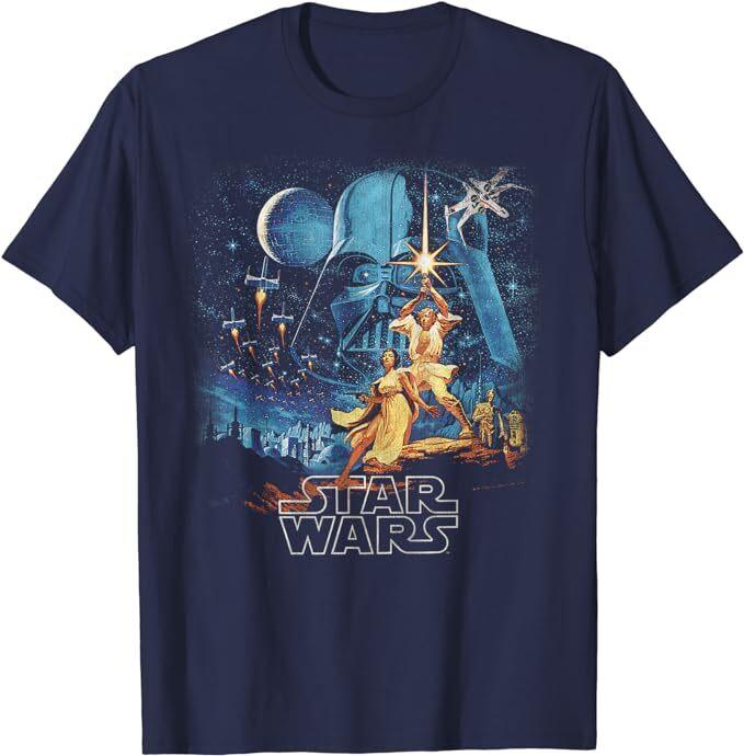 Star Wars A New Hope Faded Vintage Retro Poster TShirt Unisex T-Shirt XL