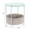 Amazon Basics Round Side Table with Storage Basket, Mint Green and Heather Gray, 48cm H x 44.96cm W x 44.96cm D