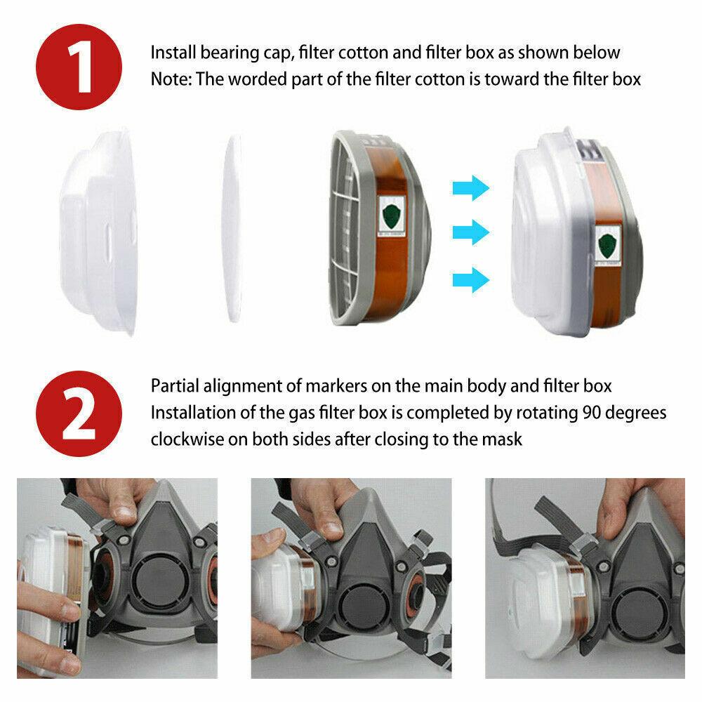 Half Face Cover Gas Mask with Double Filtration for Painting, Chemical, Dust, Smoke