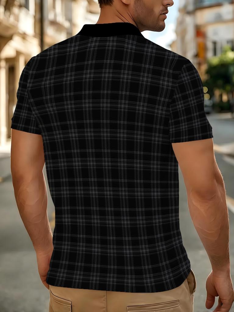 Men'S Outdoor Polo Shirt, Multi-Sizes Available, Plaid Checkered Print, Fashionable Casual Comfortable, Men'S Top Suitable for Hiking And Outdoor