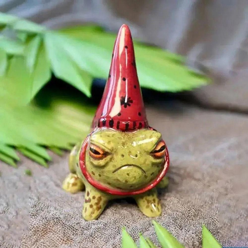 Small Cute Frog Statue Cartoon Resin Animal Ornament Funny Little Frog Statue  Bonsai