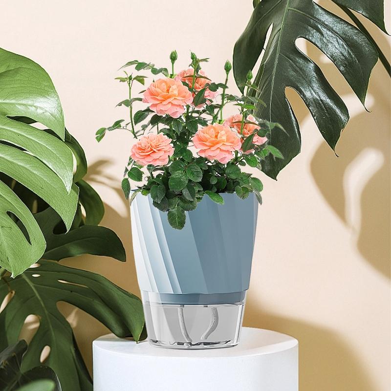 Self Watering Hydroponic Flowerpot Pots For Plants Garden Pots Double Layer Flower Pot With Water Inlet Plastic Potted Planter