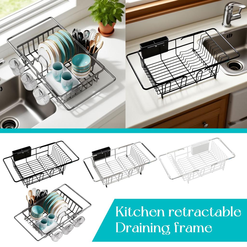 Dish Drying Rack In Sink, Expandable Stainless Steel Dish Drainer For Kitchen Sink