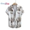 Cămașă hawaiană cu model de bambus, cămașă cu mânecă scurtă pentru bărbați, ocazional, cu imprimeu, pentru vacanță pe plajă de vară