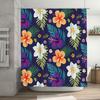 Tropical Flowers Bath Shower Curtain Waterproof Polyester Home Decor Customizable Size High-Quality Printing Blue