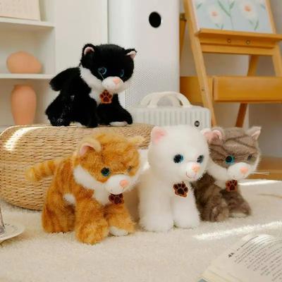 The Latest Simulation Big-eyed Cat Doll, Kawaii Stuffed Plush Toy Doll, Cartoon Animation, Cute Children's Birthday Gift Doll
