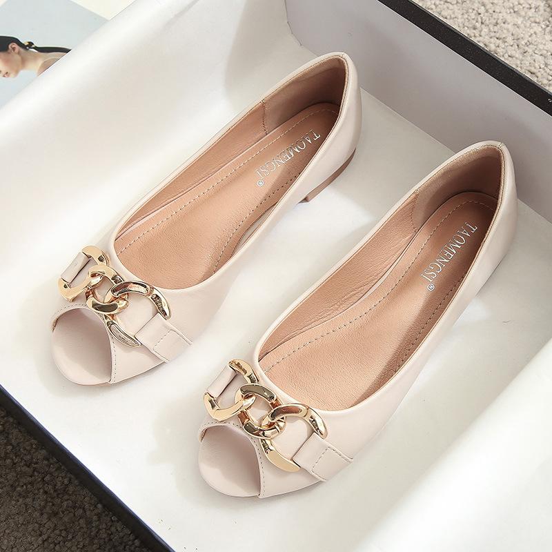 

U Yixinda туфли-дудоу на плоской подошве женские новые туфли-лодочки с открытым носком, женская обувь на одном ремешке 33 абрикосовый