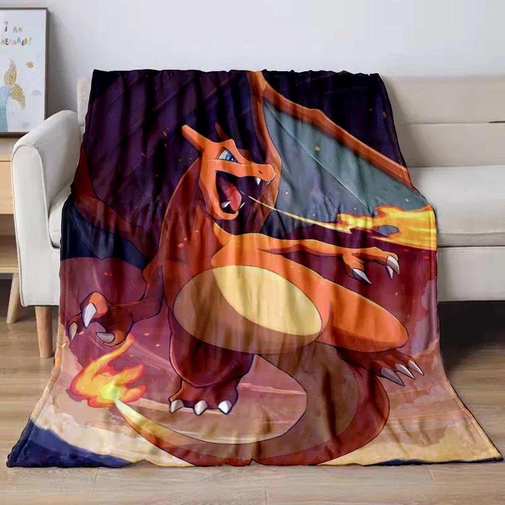 31 Style Anime Pokémon Charizard Cartoon Flannel Blanket for Sofa Home Sofa Student Blankets Children Student Nap Girl Kids Gift