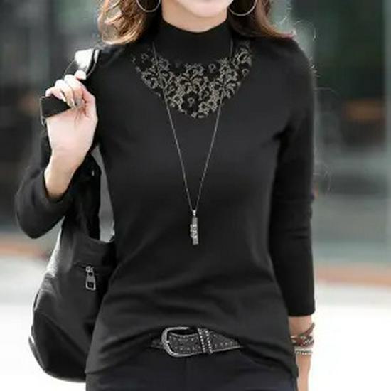 

Жіночий оксамитовий мереживний топ 2024 року осінь/зима L чорний