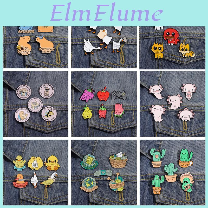 For 46pcsset Women Brooch Animal Men Cactus Salamander Capybara Enamel Pins Bag Lapel Cute Metal Badges Jewelry Gift Wholesale