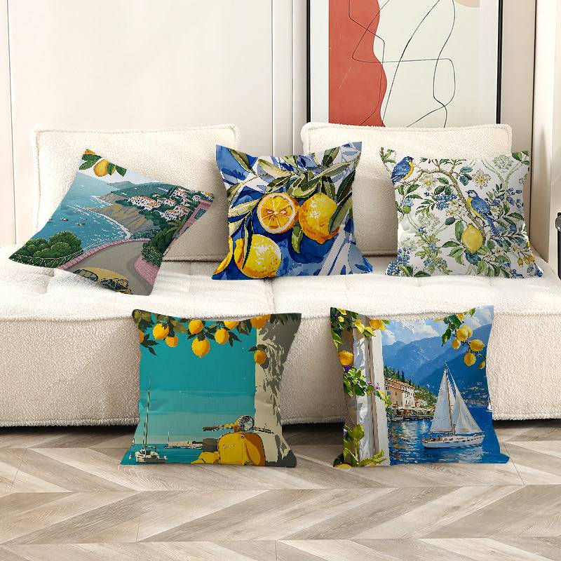 Mediterranean Lemon Cartoon Cm Cushion Cover Pillow Cover Decor Pillowcase Home Pillowcase for Couch Pillow