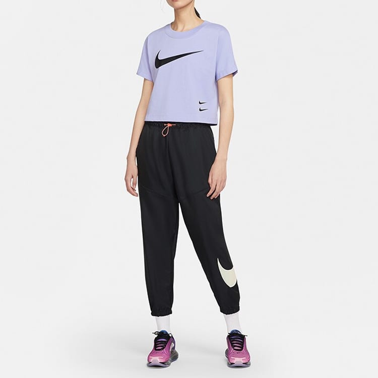 Nike Crop Tops Women's Purple Crew Neck Moderate CJ3765-569