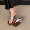 Französisches Nischendesign Keilabsatz Zehensandalen Schuhe Damen 2025 Sommer neue Mode silberne hochhackige Sandalen