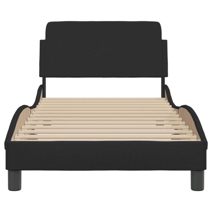 VidaXL Cadre de Lit avec Tête de Lit, Lit Rembourré avec Sommier à Lattes, Lit Simple avec Pied, Lit Adulte de Chambre, Noir 373087