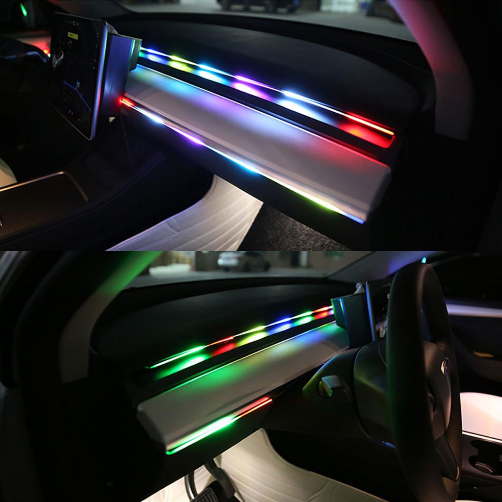 140/55.1inch Car Ambient Lights 1/6/10in1 Universal LED Symphony RGB Atmosphere Lamp USB APP Remote for Tesla Car Accessories
