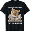 Easily Distracted by Cats and Books Cat Book Lover Club Gift Unisex T-Shirt