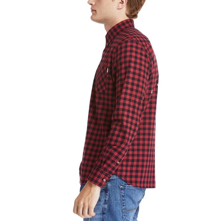 Timberland סדרת חוץ עירונית חולצת משבצות נושמת שרוול ארוך גברים חולצות ורוד-אבק A2EDX-C58
