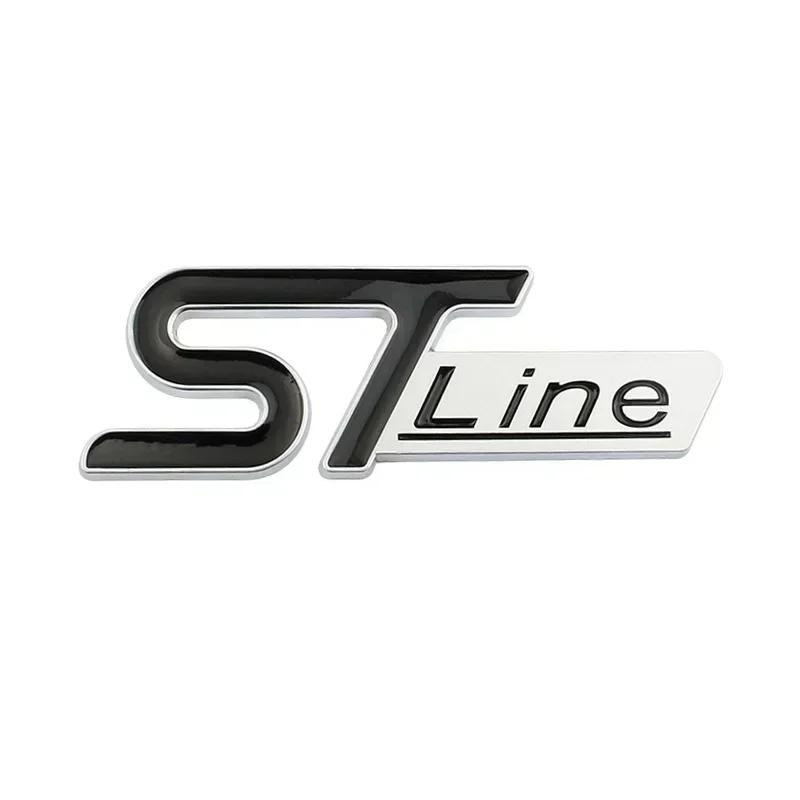 nlbn7 For FORD ST LINE Logo Front Grill Emblem Badge Car Rear Trunk Sticker Decals Focus Kuga Fiesta Mondeo ESCAPE Ecoboost