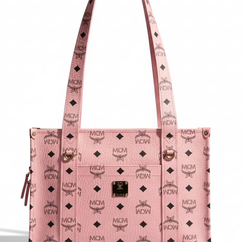 MCM Aren Artificial Leather Tote Handbag, Shoulder Bag Small Women's Pink MWTGSTA03PZ001