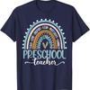 T-shirt Professeur de maternelle Léopard Boho Arc-en-ciel Rentrée scolaire