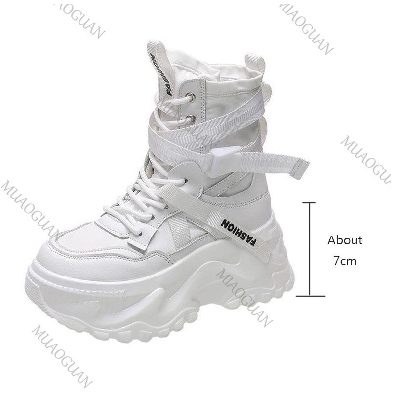 Fashion Women's Boots Spring Autumn Platform Shoes for Women Lace Up Chunky High Heels Sport Style Comfort Sneakers Ankle Boots Female