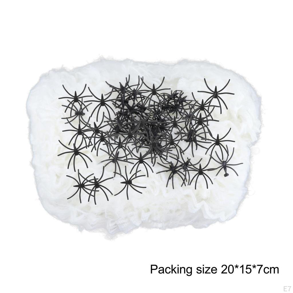 Glow-in-the-Dark Spider Web Decoration with Realistic Spiders for Outdoor Halloween Decor