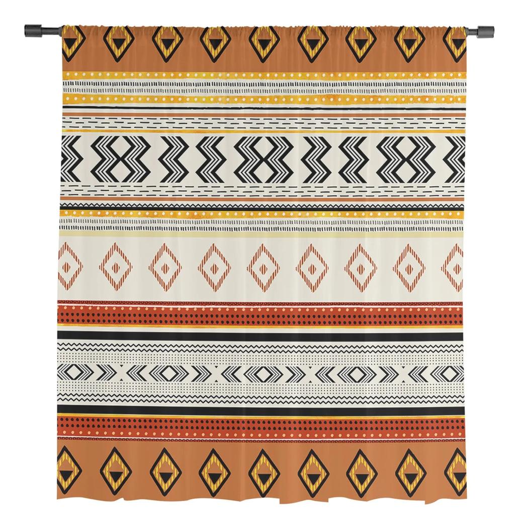 Boho geometrische Streifen schiere Voile Fenstervorhänge Tüllvorhänge Wohnzimmer Balkon Dekoration Vorhänge