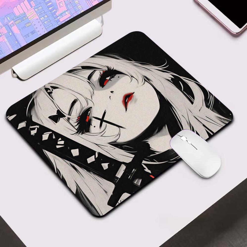 Cool Anime Girl Mouse Pad 18*22 Small Laptop Computer Office Table Mats Square Gaming Esports MousePad Non-Slip Rubber Desk Mat