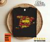 Spain Map Shirt, Madrid City Names Print, Spanish Typography Design, Red Yellow Travel Souvenir, Heritage Pride Gift, Europe Vacation Outfit