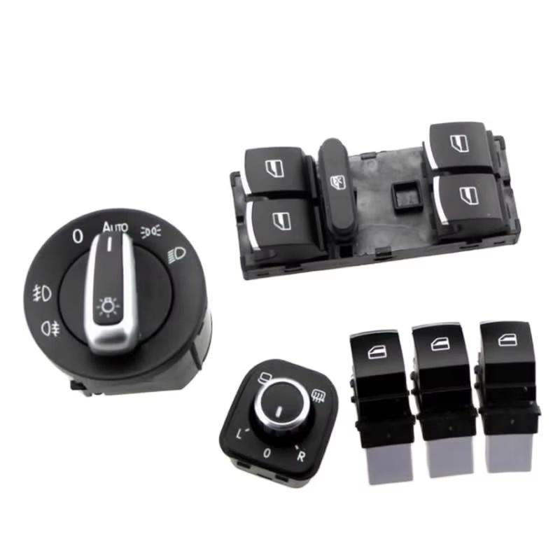 6pcs/set Switch For VW Headlight Side Mirror Master Window Door Switch Set for VW Golf MK5 6 Jetta MK 3 Passat B6 CC Golf Plus