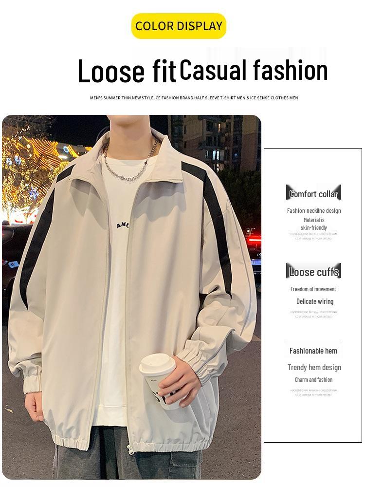 Herren Stehkragen Coach Jacke: 2025 Frühling/Herbst Trendige Jugendliche Freizeit-Sportjacke