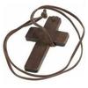 Unisex New Vintage Brown Cord Wooden Gift Christian Sweater Chains Cross Jewelry Pendant Necklace