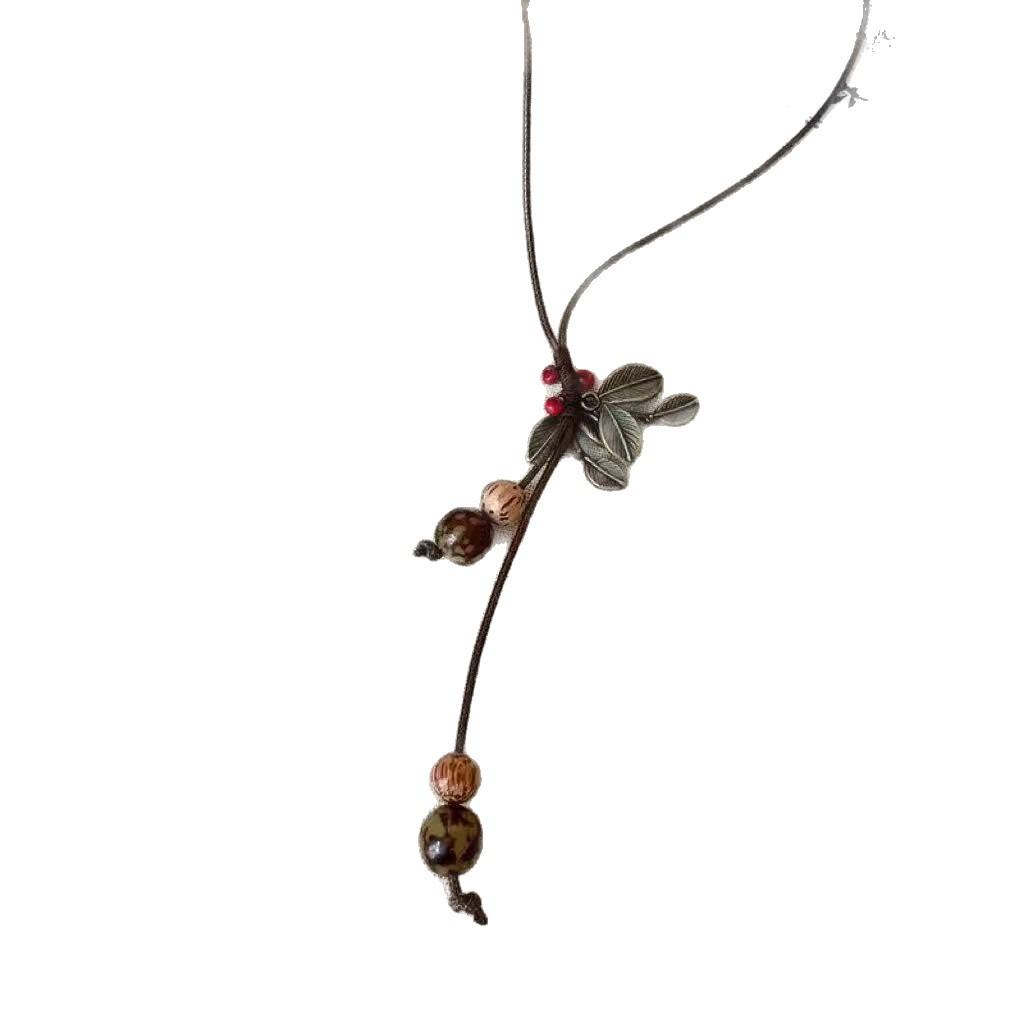 New Chinese necklace rope hand-woven men's and women's linden pendant hanging neck retro ethnic style long accessories