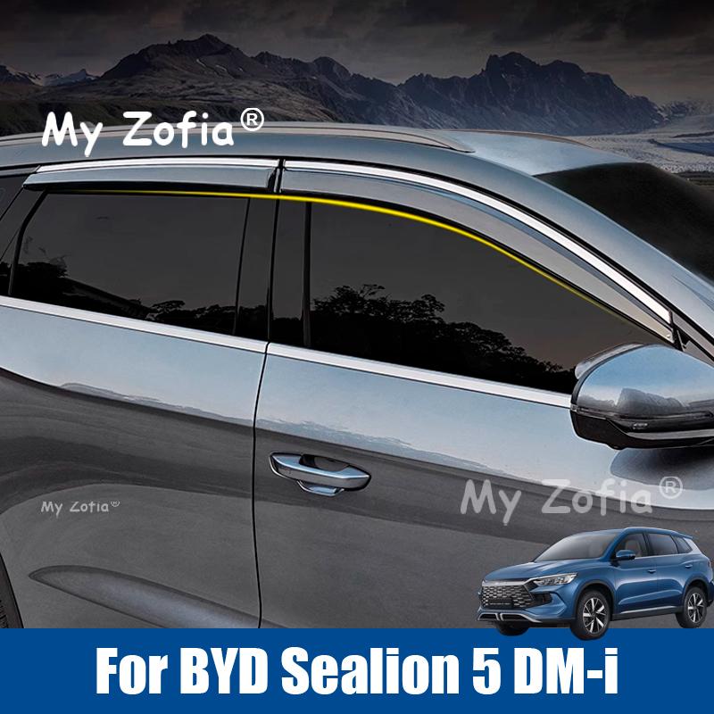 Car Rain Deflector For BYD Sealion 5 DM-i 2025 2026 Car Side Window Visor Rain Eyebrow Sun Shield Awning Guard Cover Accessories