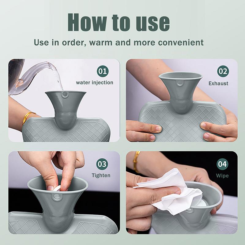 1000ML Hand Warmer Hot Water Bottle Injection Water Heating Reusable PVC Warm Kettle Warm Bed Hot Water Bag Girl Winter