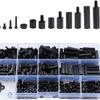 Black Nylon M2-M4 Screw, Nut, Hex Standoff, and Washer Set, 320 Pieces
