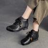 Johnature Retro Round Toe Genuine Leather Ankle Boots Versatile Soft Soled Comfortable Women's Shoes