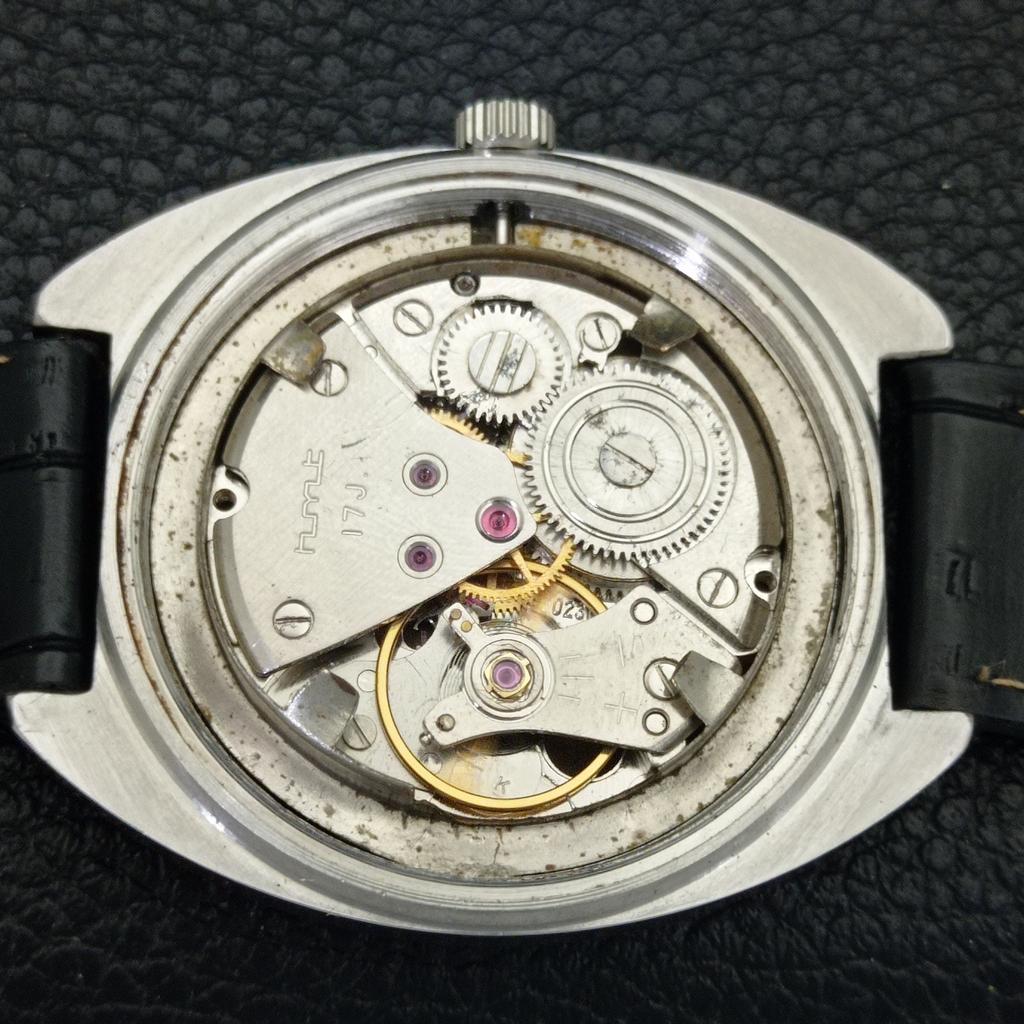 VINTAGE HMT JANATA HAND-WINDING INDIAN MENS BLACK COLOR DIAL WATCH a702052-5 R208-a702052