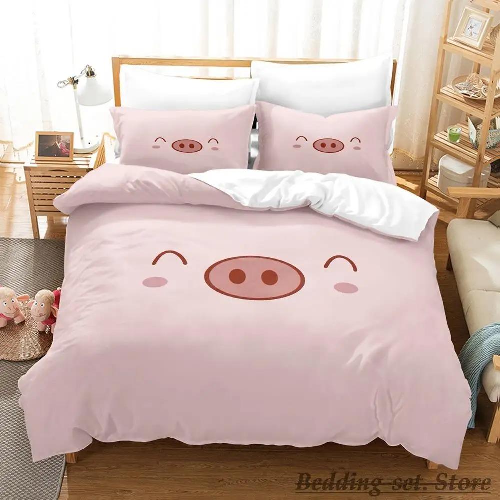 

Комплект постельного белья Pink Pig Single Twin Full Queen King Size Bed Set Aldult Kid Bedroom Duvetcover Sets Anime Parure de lit Bed 70x133cm 2pcs