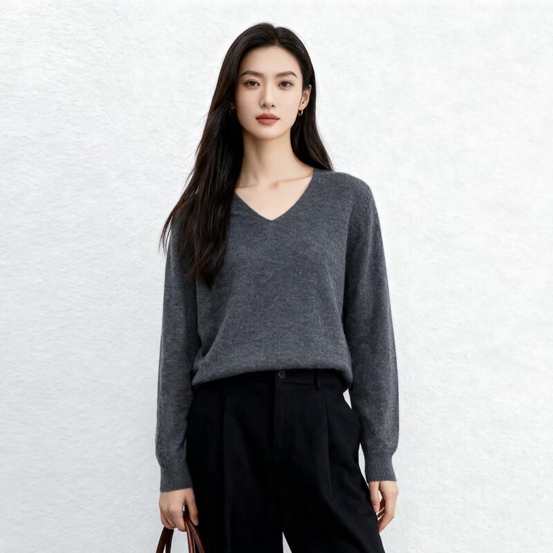 

Elva Island Women s Soft V-Neck Wool Blend Sweater L