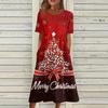 Women's Casual Fashion Christmas Print O-neck Dress