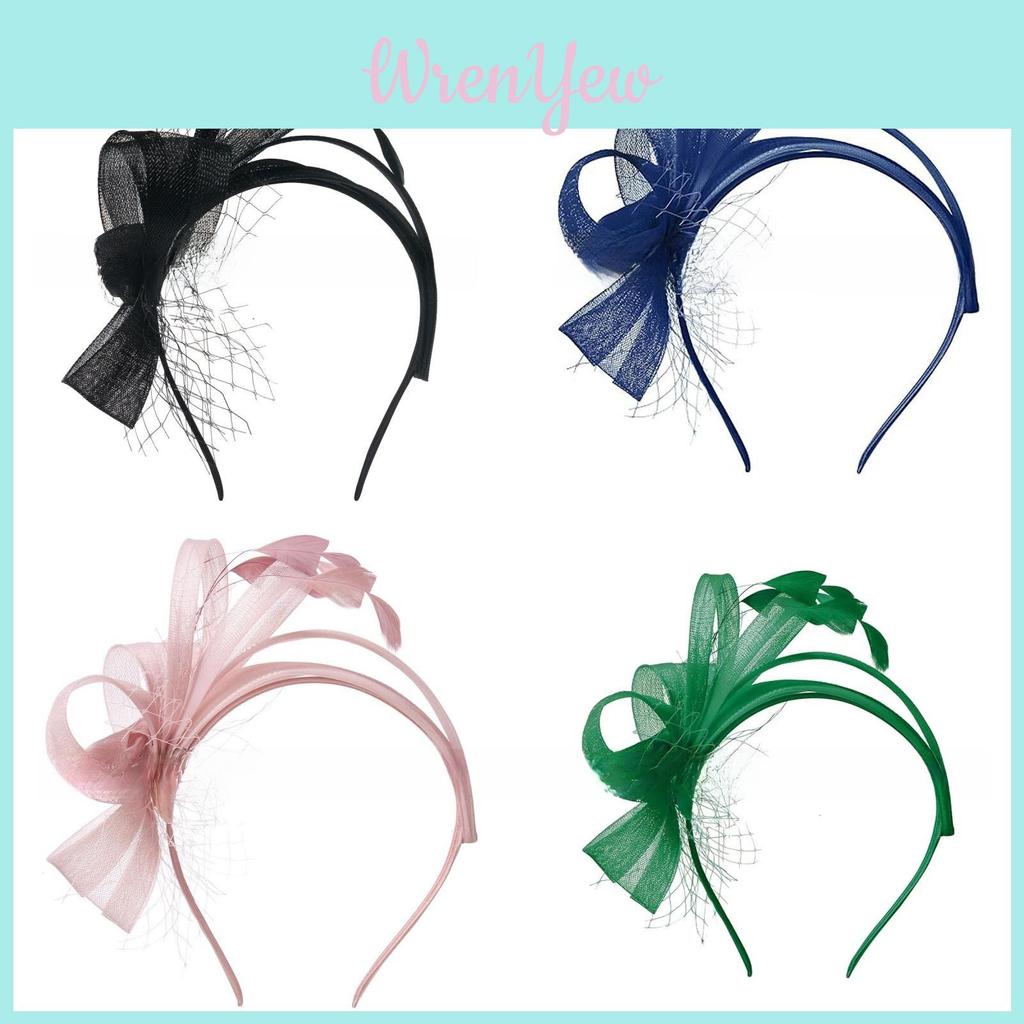 Fascia Vintage con Piume e Tessuto a Rete Elegante Accessorio per Capelli per Donne
