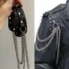 Unisex Leather Shoulder Armor With Rivet Details And Chain Tassel Fashionable Metal Epaulet Accessories For Women Men