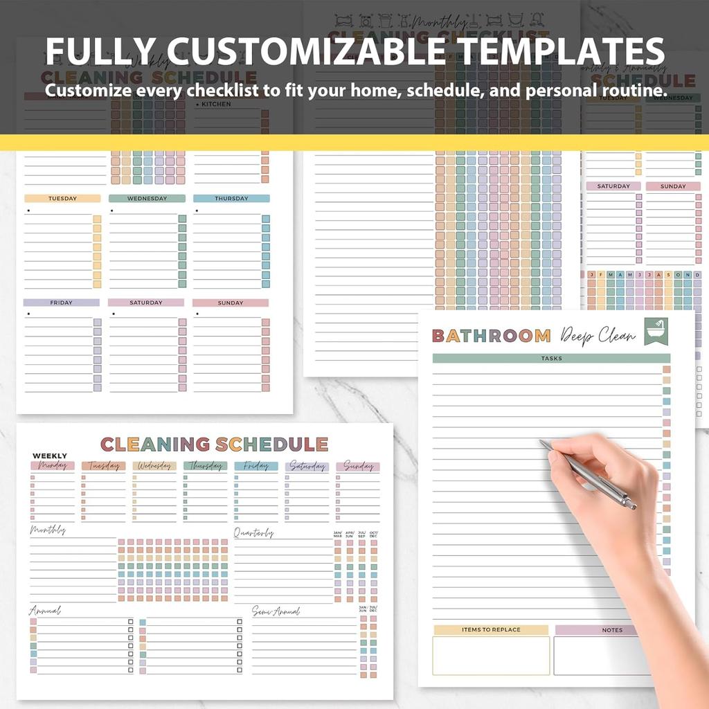 ADHD Cleaning Planner, Weekly and Monthly Organizing Planner with Cleaning Schedule and Checklist for Adults, Women for Household, Home, Kitchen,