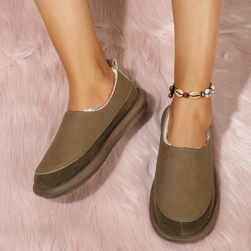 

Зимняя женская обувь 2024 года, модная однотонная обувь с круглым носком, на низком каблуке, с бархатной подкладкой, теплая и удобная женская обувь на плоской подошве 35 чёрный